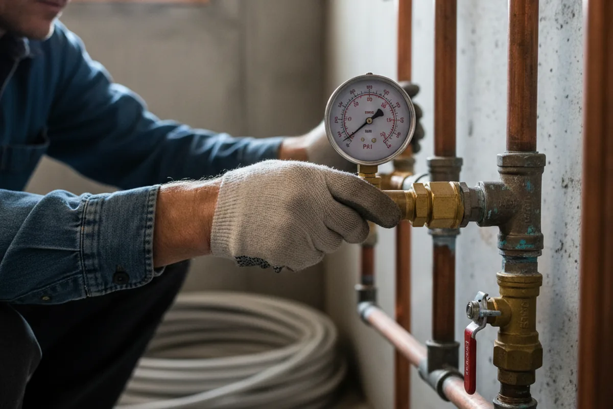 Pressure testing a repaired line during Water Line Repair in Sapelo Island